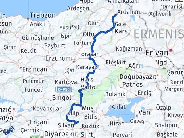 Batman Sason Ardahan Arası Kaç Km - Yol Haritası