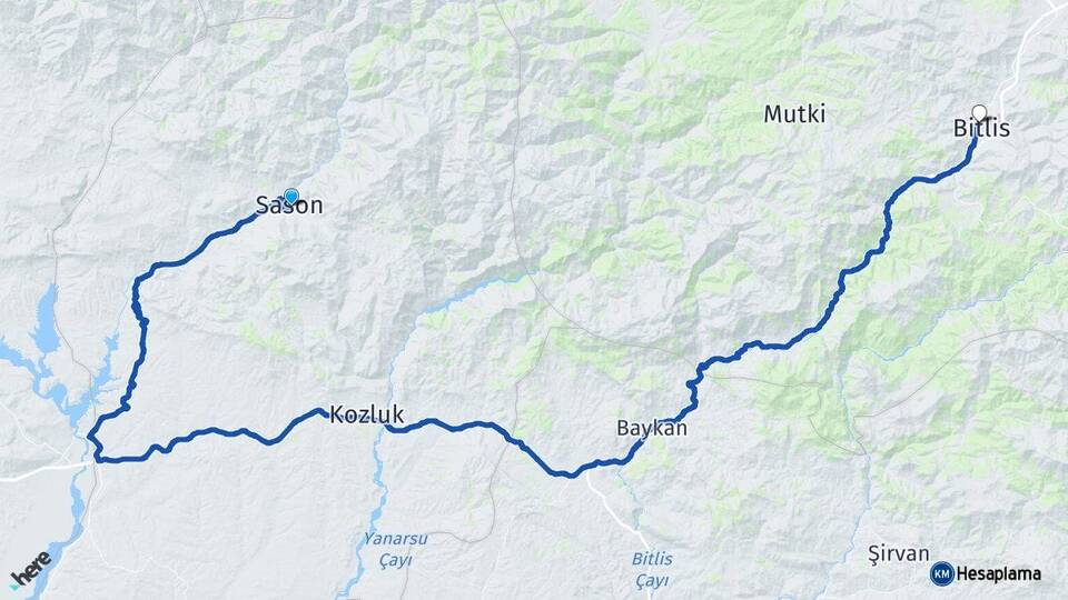 Batman Sason Bitlis Arası Kaç Km - Yol Haritası