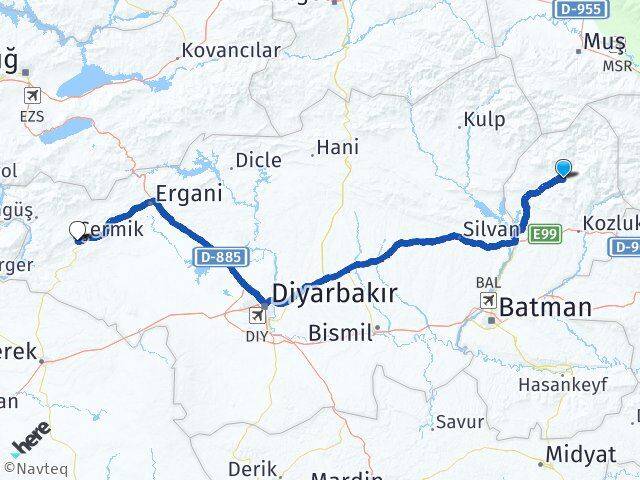 Batman Sason Çermik Diyarbakır Arası Kaç Km - Yol Haritası