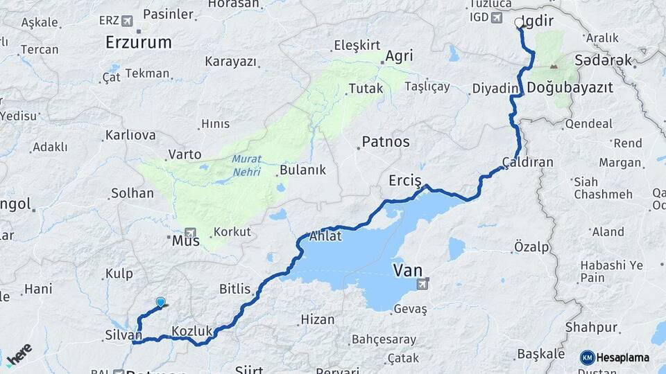 Batman Sason Iğdır Arası Kaç Km - Yol Haritası