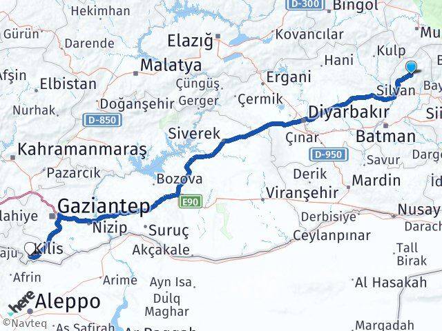 Batman Sason Kilis Arası Kaç Km - Yol Haritası