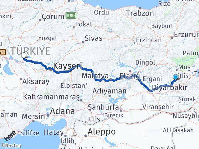 Batman Sason Kırşehir Arası Kaç Km - Yol Haritası