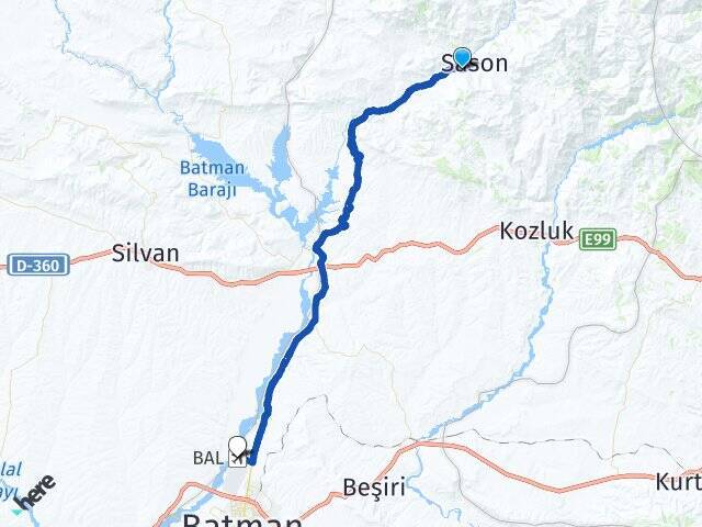 Kurtuluş Batman Havalimanı Arası Kaç Km - Yol Tarifi