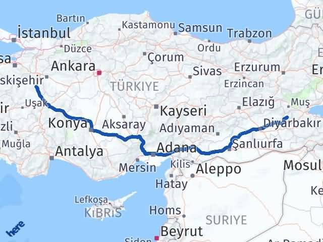 Batman Sason Kütahya Arası Kaç Km - Yol Haritası