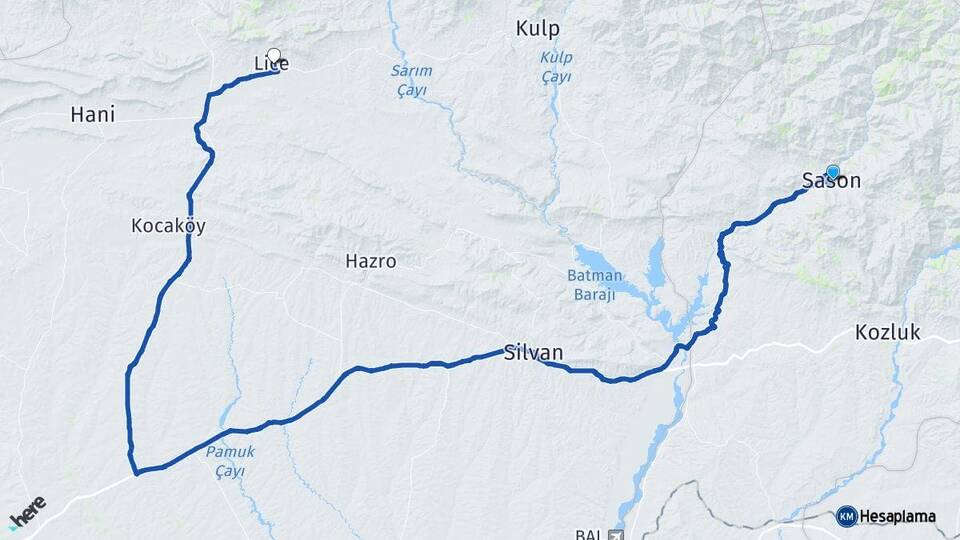 Batman Sason Lice Diyarbakır Arası Kaç Km - Yol Haritası