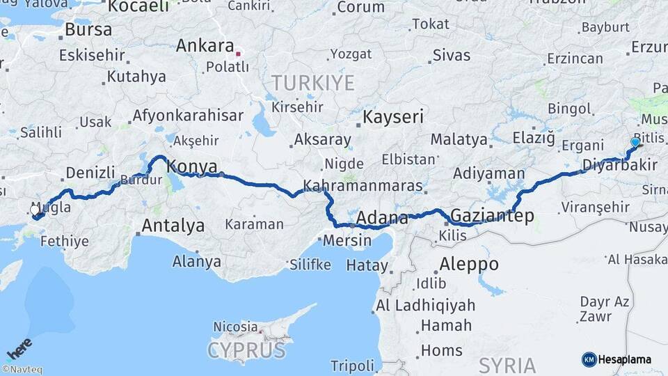 Batman Sason Muğla Arası Kaç Km - Yol Haritası