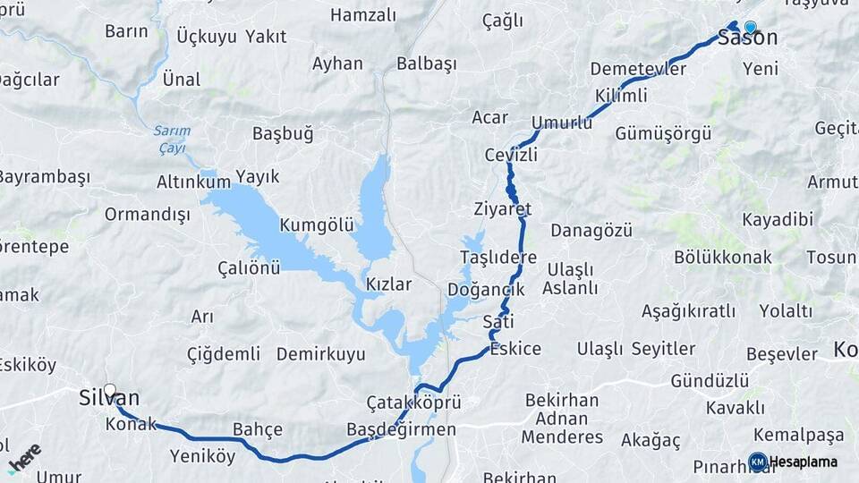 Batman Sason Silvan Diyarbakır Arası Kaç Km - Yol Haritası