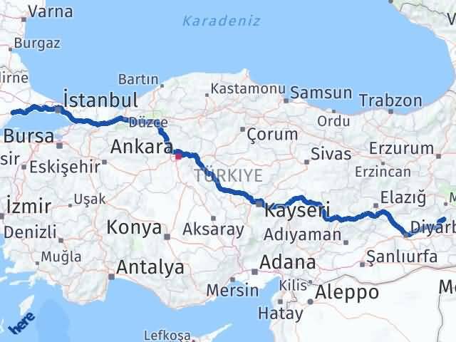 Batman Sason Tekirdağ Arası Kaç Km - Yol Haritası