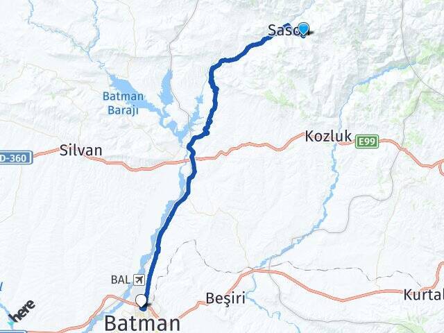 Yeşiller Batman Üniversitesi Arası Kaç Km - Yol Tarifi
