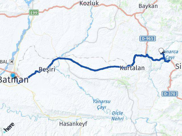 Batman Siirt Havalimanı Arası Kaç Km - Yol Haritası