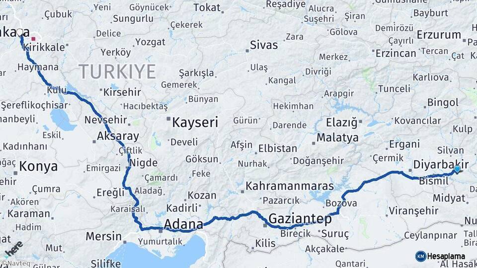 Batman Sincan Ankara Arası Kaç Km - Yol Haritası