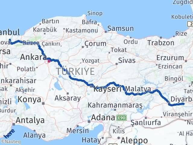 Batman Söğütlü Sakarya Arası Kaç Km - Yol Haritası