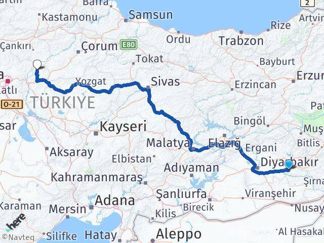 Batman Sulakyurt Kırıkkale Arası Kaç Km - Yol Haritası