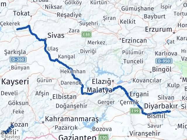 Batman Sulusaray Tokat Arası Kaç Km - Yol Haritası