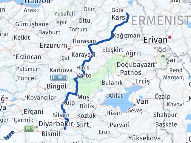 Batman Susuz Kars Arası Kaç Km - Yol Haritası