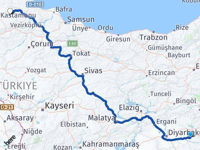Batman Taşköprü Kastamonu Arası Kaç Km - Yol Haritası