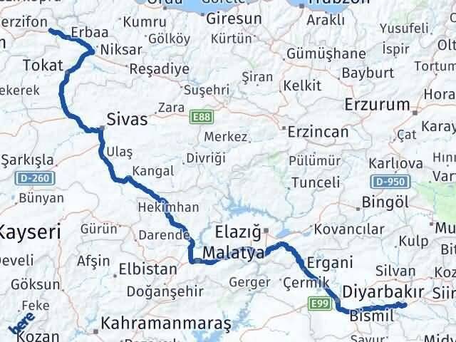 Batman Taşova Amasya Arası Kaç Km - Yol Haritası