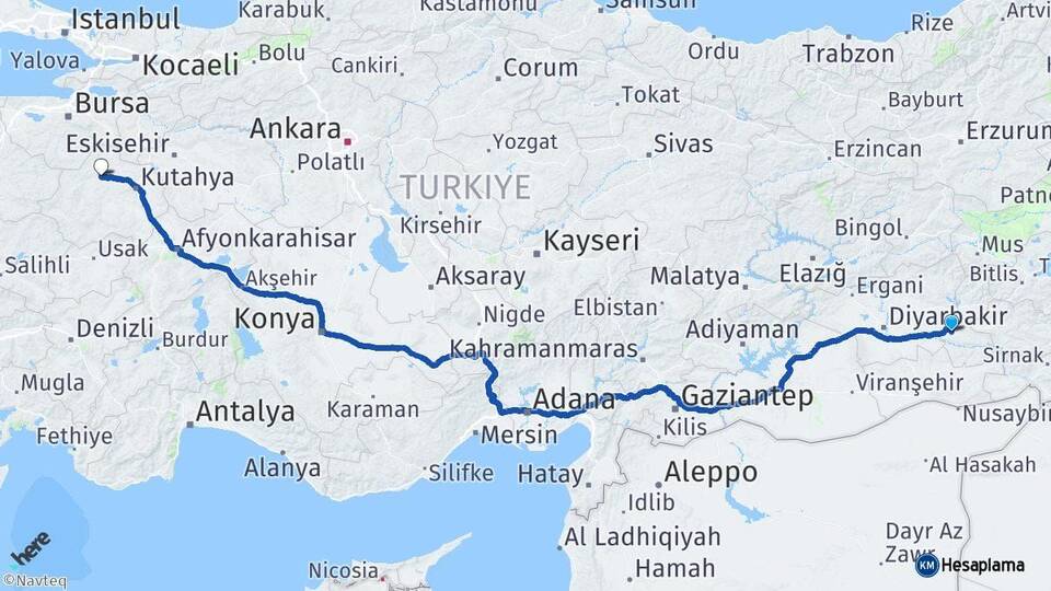 Batman Tavşanlı Kütahya Arası Kaç Km - Yol Haritası