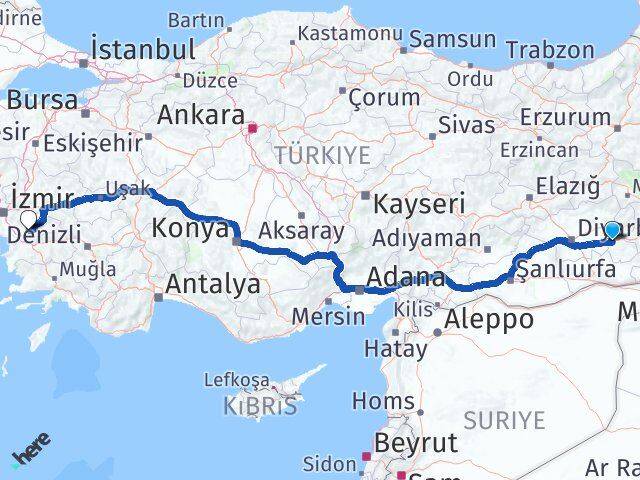 Batman Tire İzmir Arası Kaç Km - Yol Haritası