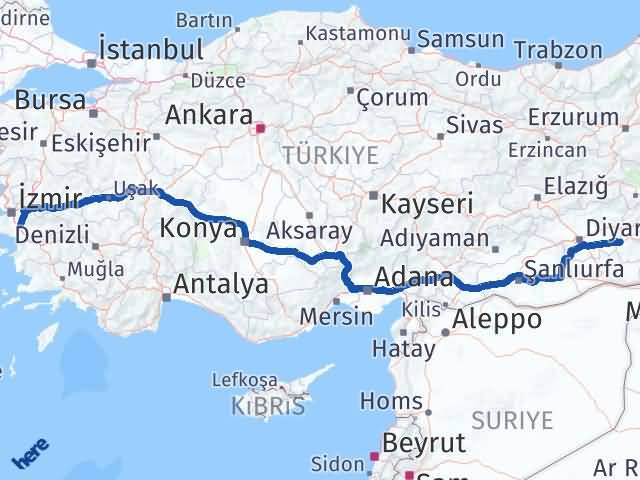 Batman Torbalı İzmir Arası Kaç Km - Yol Haritası