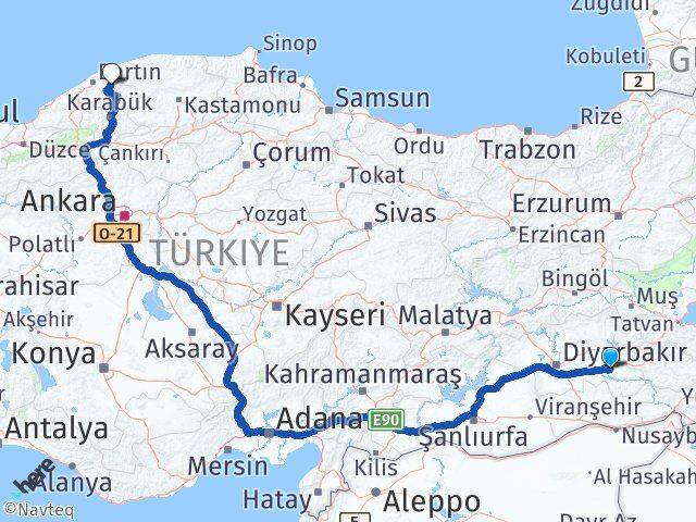 Batman Ulus Bartın Arası Kaç Km - Yol Haritası