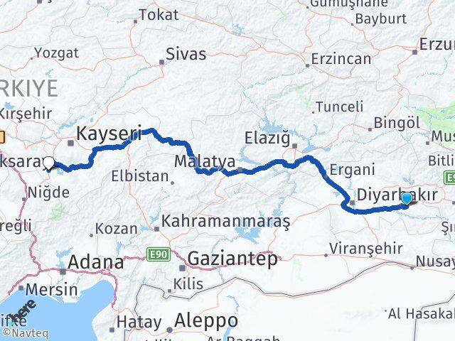 Batman Yeşilhisar Kayseri Arası Kaç Km - Yol Haritası