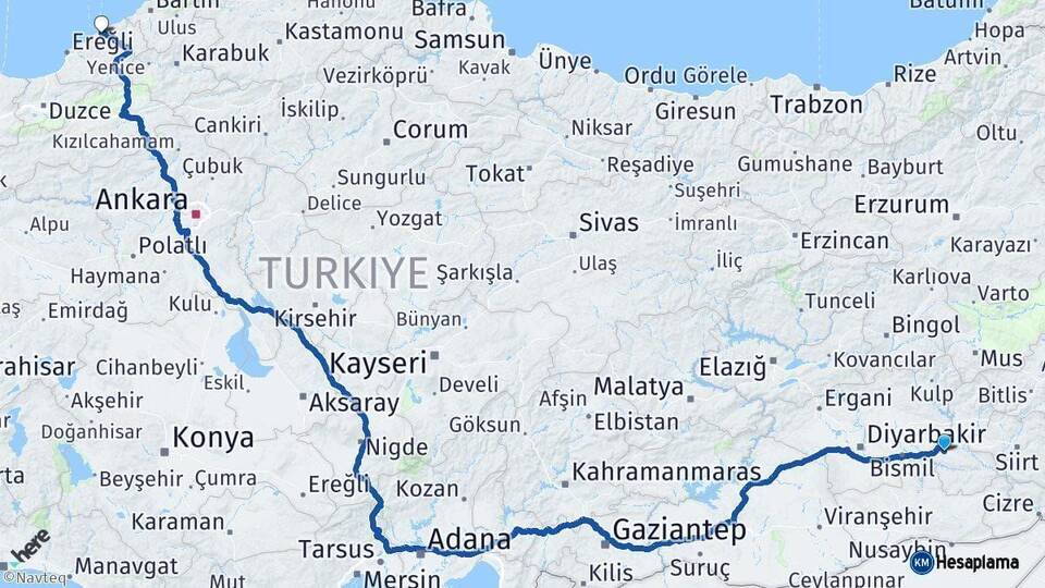 Batman Zonguldak Arası Kaç Km - Yol Haritası