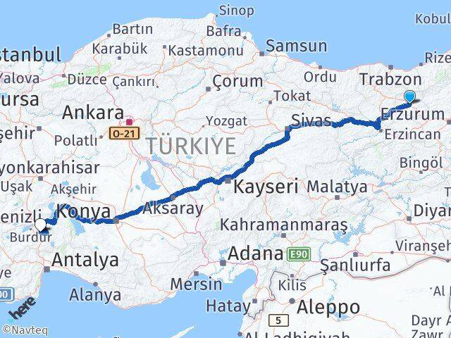 Bayburt Ağlasun Burdur Arası Kaç Km - Yol Haritası