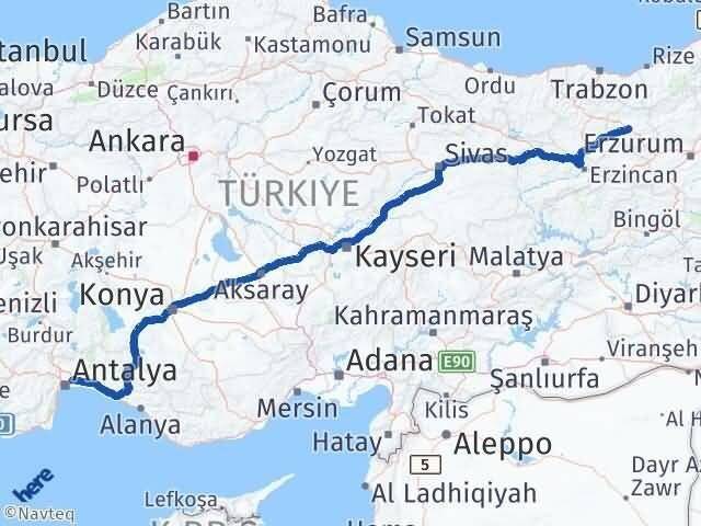 Bayburt Aksu Antalya Arası Kaç Km - Yol Haritası
