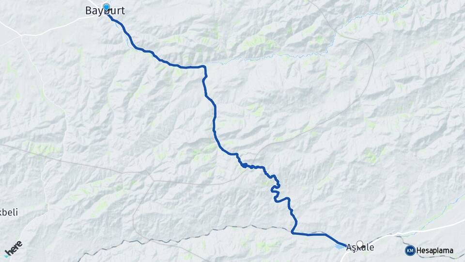 Bayburt Aşkale Erzurum Arası Kaç Km - Yol Haritası