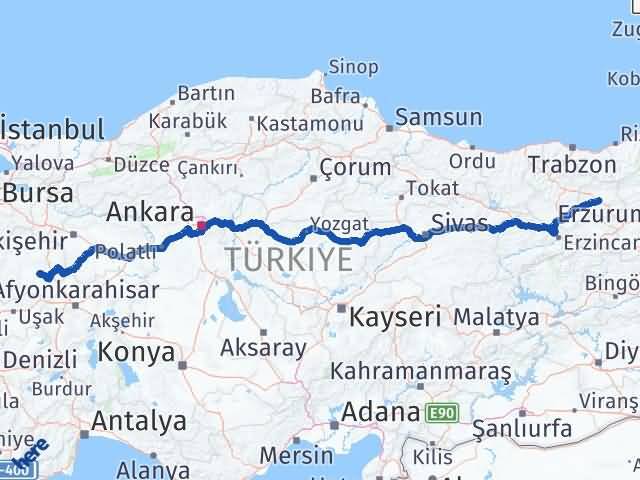 Bayburt Aslanapa Kütahya Arası Kaç Km - Yol Haritası