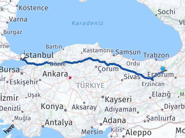 Bayburt Atakent Ümraniye İstanbul Arası Kaç Km - Yol Haritası