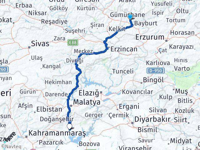 Bayburt Aydıntepe Adıyaman Arası Kaç Km - Yol Haritası