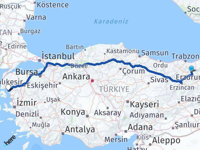 Bayburt Aydıntepe Ayvalık Balıkesir Arası Kaç Km - Yol Haritası