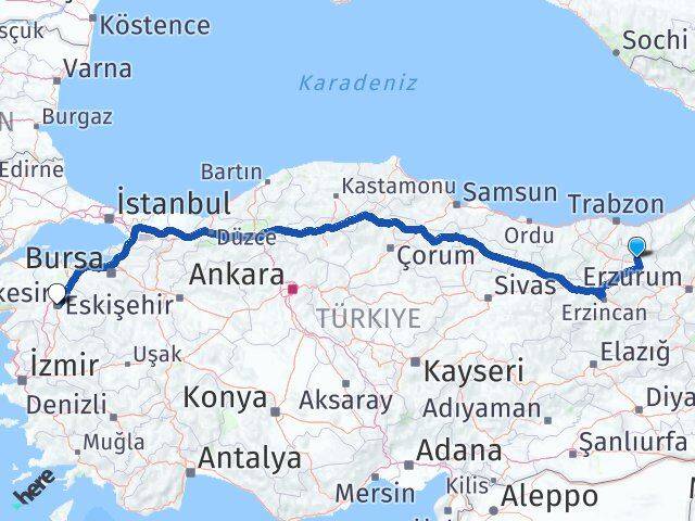 Bayburt Aydıntepe Balıkesir Arası Kaç Km - Yol Haritası