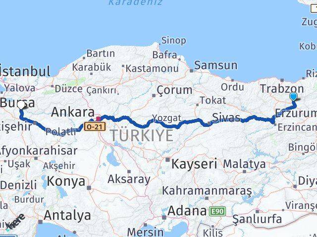 Bayburt Aydıntepe Bilecik Arası Kaç Km - Yol Haritası