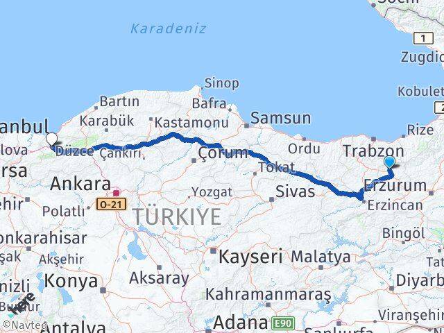 Bayburt Aydıntepe Düzce Arası Kaç Km - Yol Haritası