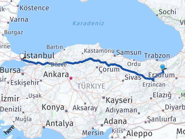 Bayburt Aydıntepe İstanbul Arası Kaç Km - Yol Haritası