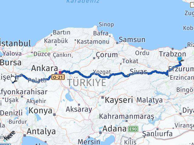 Bayburt Aydıntepe Kütahya Arası Kaç Km - Yol Haritası
