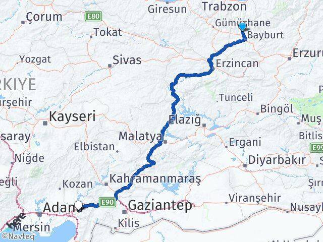 Bayburt Aydıntepe Osmaniye Arası Kaç Km - Yol Haritası