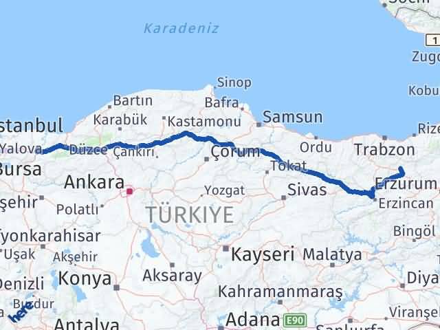 Bayburt Aydıntepe Sakarya Arası Kaç Km - Yol Haritası