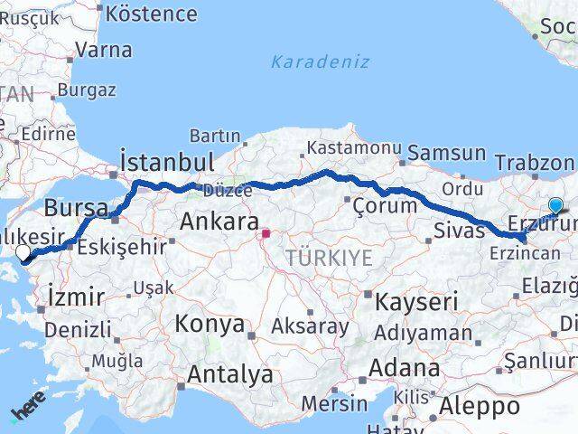Bayburt Ayvalık Balıkesir Arası Kaç Km - Yol Haritası
