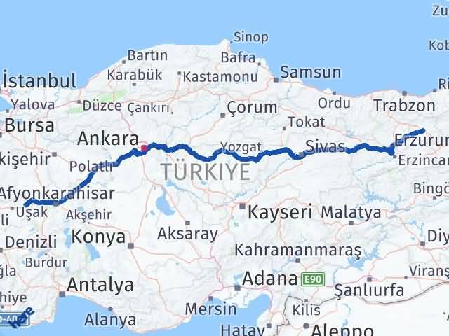 Bayburt Banaz Uşak Arası Kaç Km - Yol Haritası