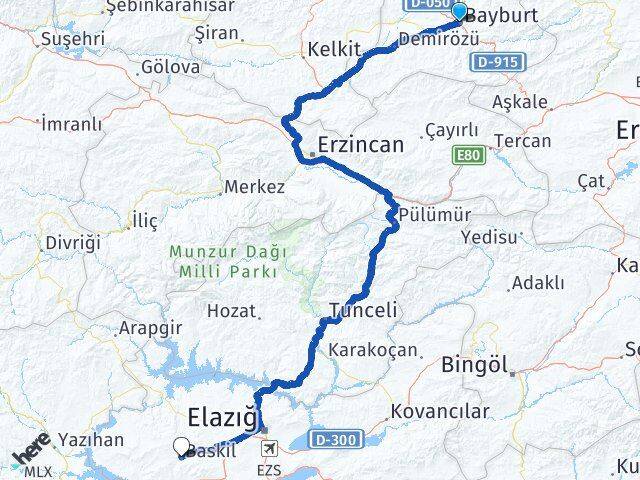 Bayburt Baskil Elazığ Arası Kaç Km - Yol Haritası