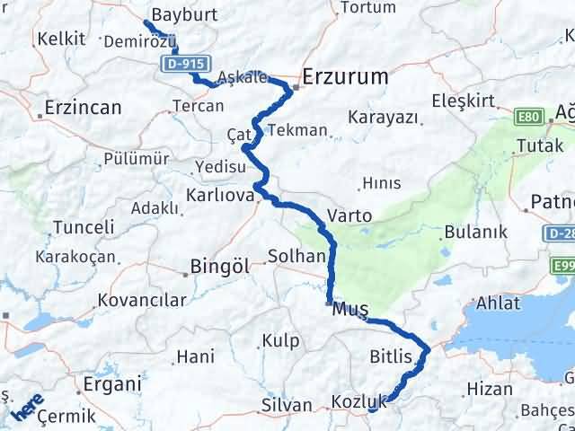 Bayburt Baykan Siirt Arası Kaç Km - Yol Haritası
