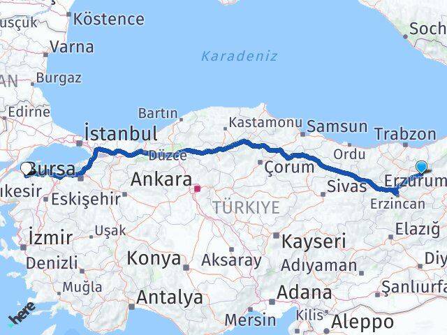 Bayburt Biga Çanakkale Arası Kaç Km - Yol Haritası