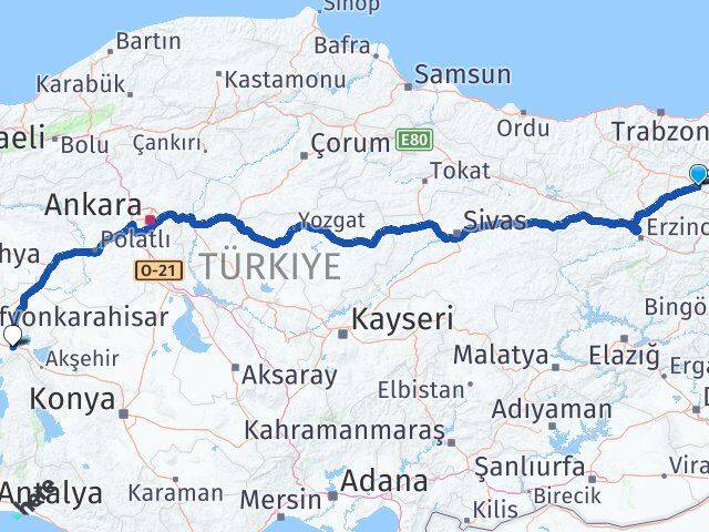 Bayburt Çay Afyonkarahisar Arası Kaç Km - Yol Haritası