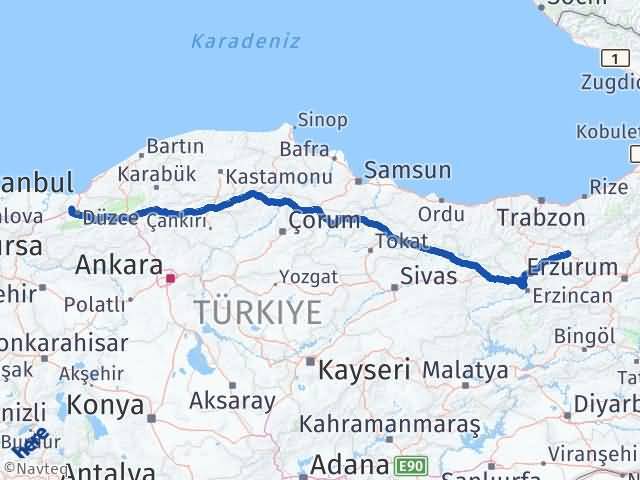 Bayburt Çilimli Düzce Arası Kaç Km - Yol Haritası
