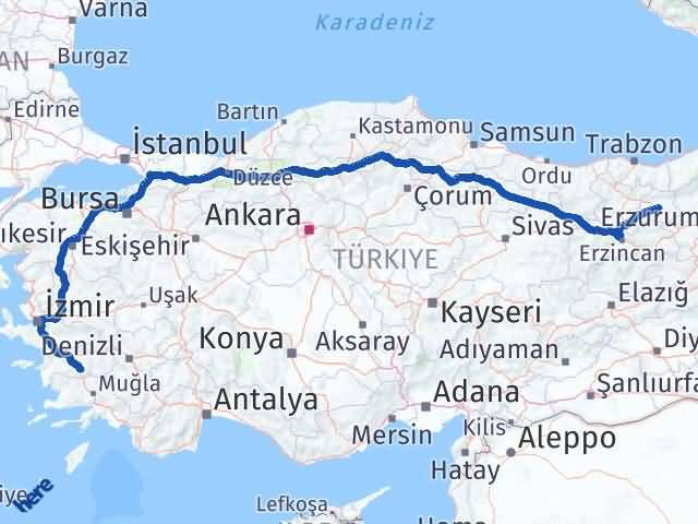 Bayburt Çine Aydın Arası Kaç Km - Yol Haritası