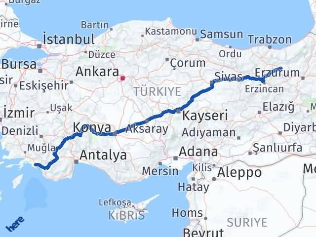 Bayburt Dalaman Muğla Arası Kaç Km - Yol Haritası